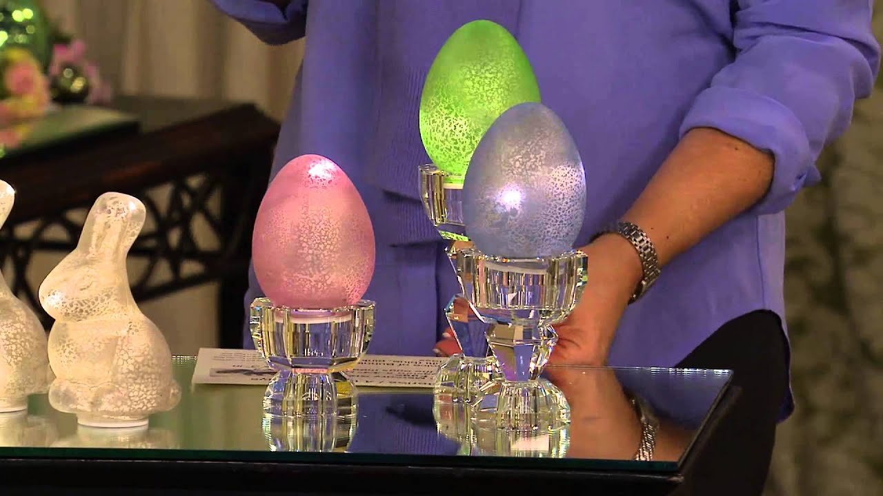 Set of 3 Illuminated Frosted Glass Bunnies or Eggs by Valerie with