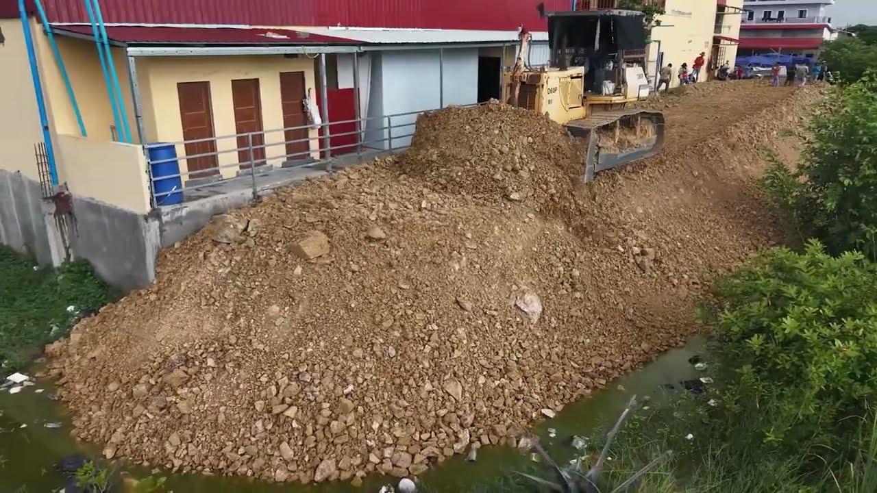 Start New Project !! Landfilling in Pond by Komatsu D60A Dozer With 25 5Ton