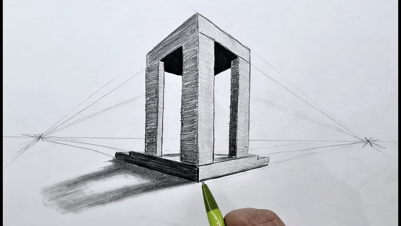 Çanakkale Şehitler Anıtı çizimi iki noktalı perspektif çizimi