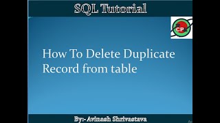 How To Delete duplicate record from table in sql server | Partition by clouse