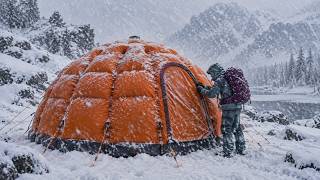 Surviving Alone in a Insulated Tent During Snowstorm | Extreme Off Grid Winter Life