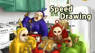 Speed Drawing - Teletubbies Eating Guitars - (Unusualbox)