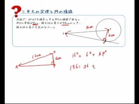 三平方の定理と円の接線 Youtube