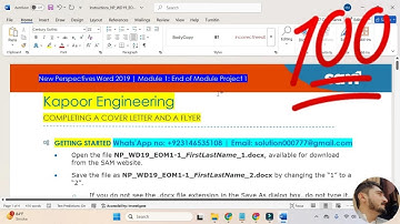 New Perspectives Word 2019 | Module 1: Einde van moduleproject 1 #Kapoor_Engineering #WordModule1...