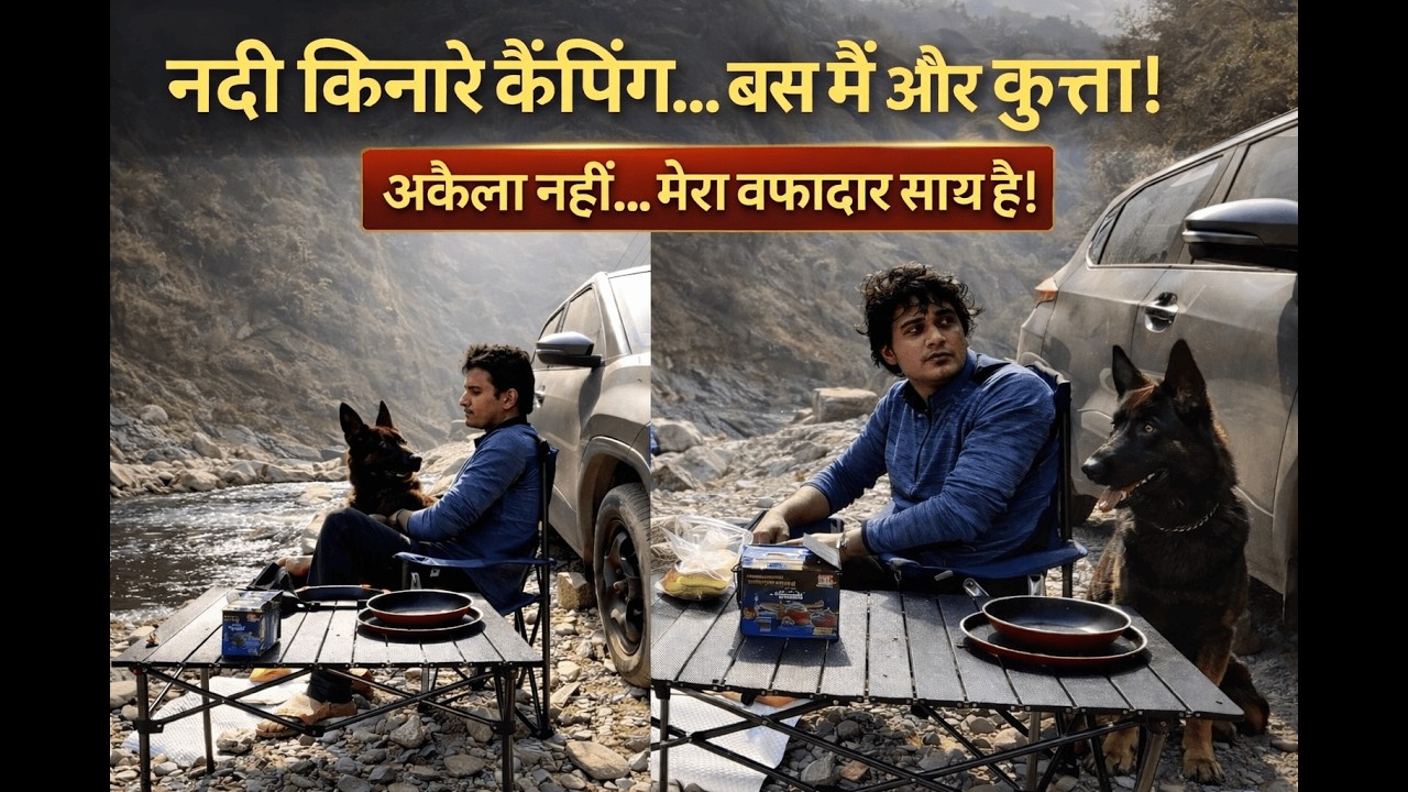 जंगल और नदी के बीच रात… सिर्फ मैं और मेरा वफादार साथी 🌊🔥