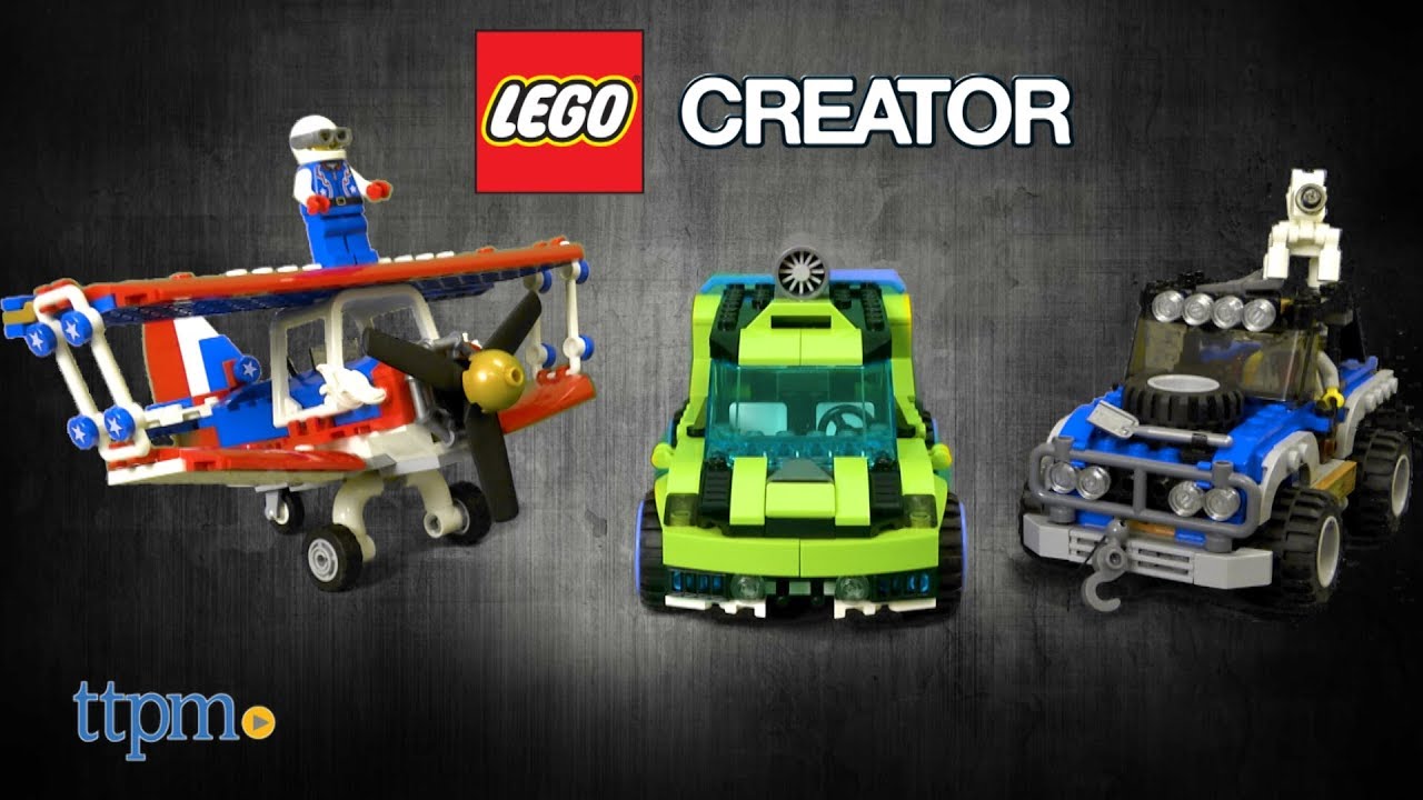 LEGO Creator Daredevil Stunt Plane, Outback Adventures, and Rocket Rally Car from LEGO