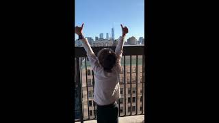 New York's youngest supporting frontline workers during daily salute