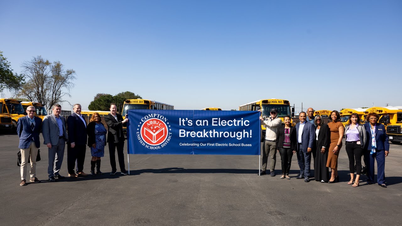 Electric School Bus Ribbon Cutting Event at Compton Unified School ...