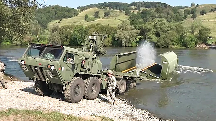 Soldiers Construct Floating Bridge (Improved Ribbon Bridge)