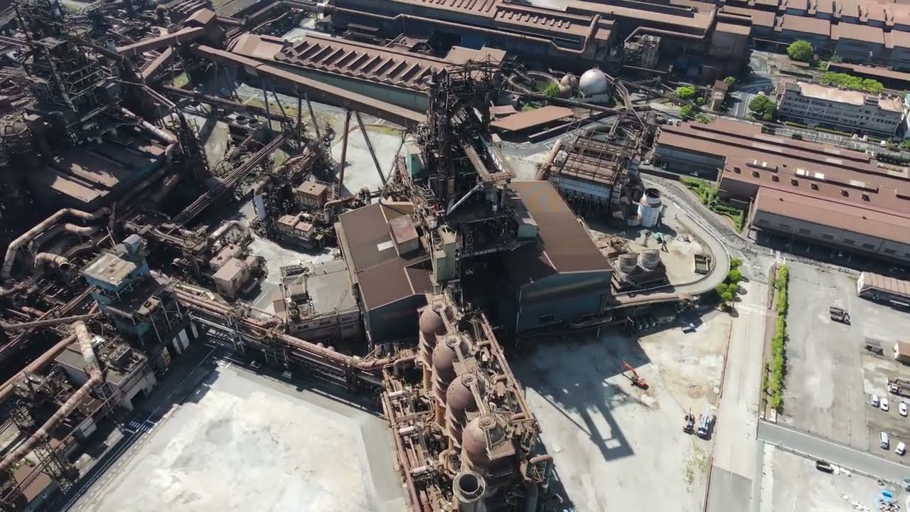 ドローン4K 広島県呉市 日本製鉄瀬戸内製鉄所 付近をフライト【廃工場