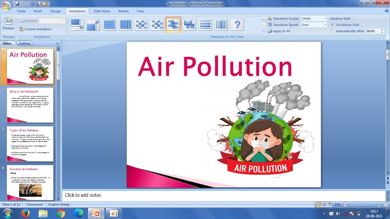 how to make a powerpoint presentation on pollution