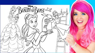 Coloring Beauty and the Beast Belle Coloring Pages | Prismacolor Markers & Glitter Markers