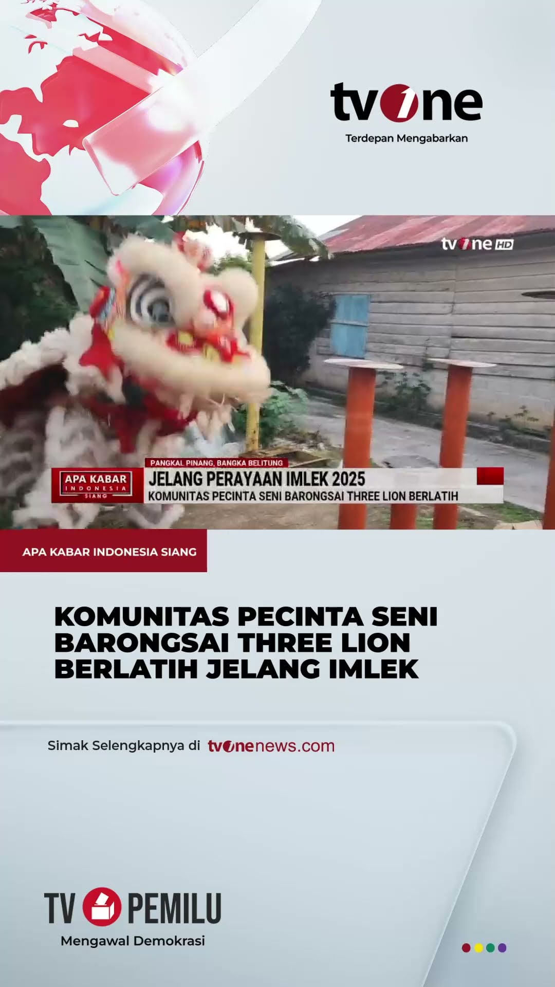 Jelang Perayaan Imlek 2025, Komunitas Pecinta Seni Barongsai Bangka Belitung Berlatih | tvOne