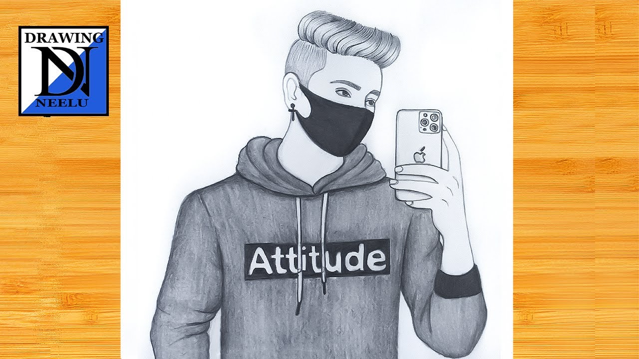 How to draw Attitude boy taking a selfie || Pencil sketch for ...