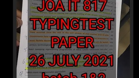 26 july Typing test JOA IT 817 shift 1&2 @hpamiteducation #HPSSC