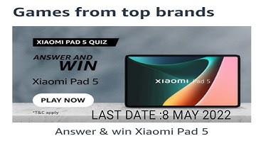 Amazon Funzone Xiaomi Pad 5 Quiz Answers Today|22 April 2022| Daily Quiz Time