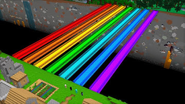 ALL RAINBOW COLOR BRIDGE IN VILLAGE CHALLENGE! Minecraft NOOB vs PRO vs HACKER vs GOD! 100% TROLLING