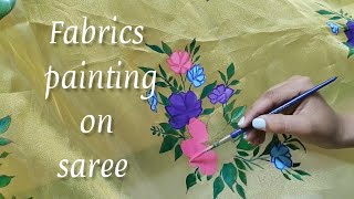 Fabric painting on saree | designer saree | step by step