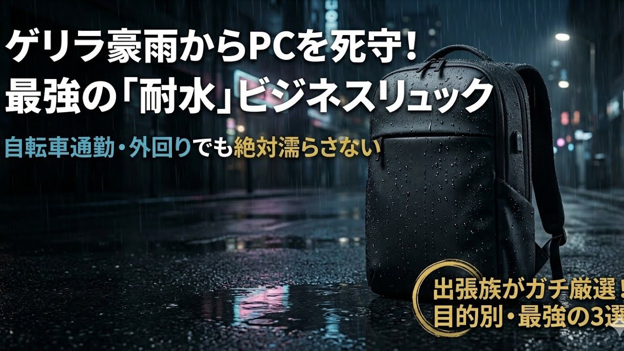 ゲリラ豪雨からPCを守る！高撥水・耐水ビジネスリュック最強おすすめ3 