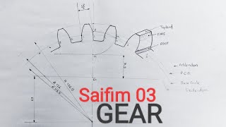 NOMENCLATURE OF GEAR, A wheel has 24 teeth of 33mm Circular pitch & Pressure Angle 20°. #saifim03