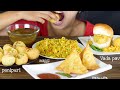 Eating maggi  panipuri  vad pav samosa  indian street food mukbang  food eatings  mukbang