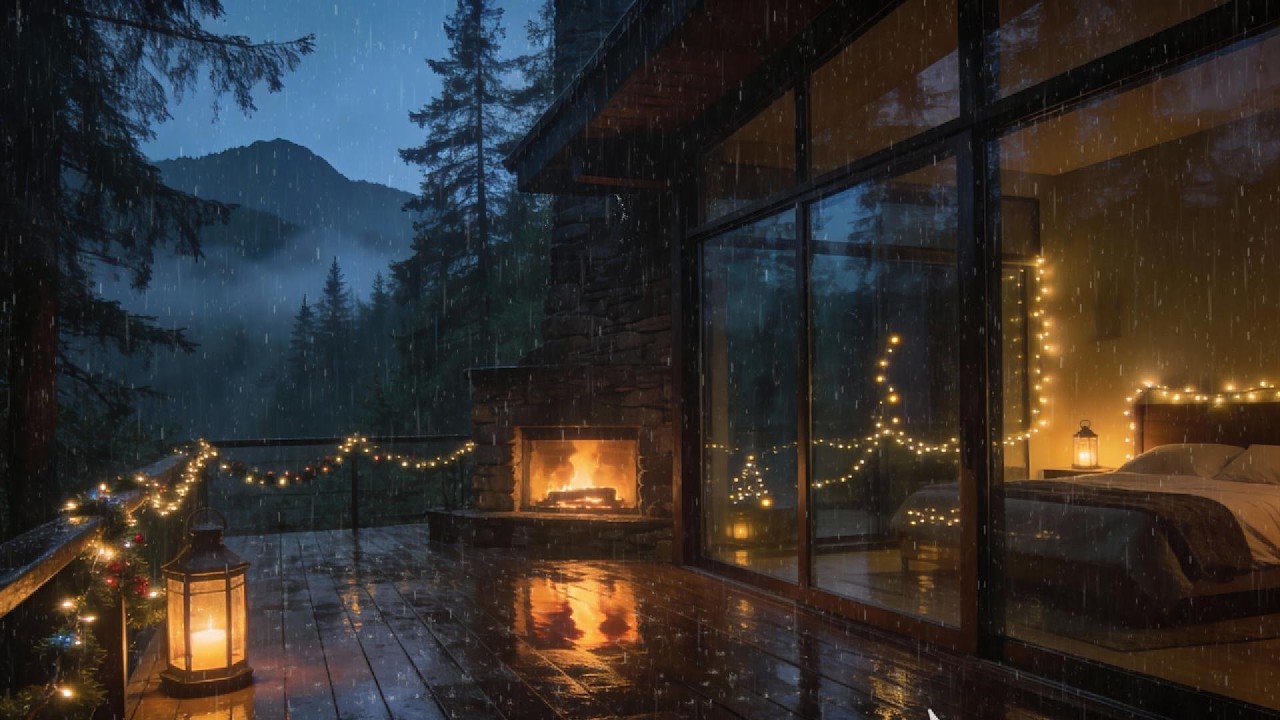 Distant Thunderstorm on Mountain Cabin Porch | Storm Sounds for Stress Relief