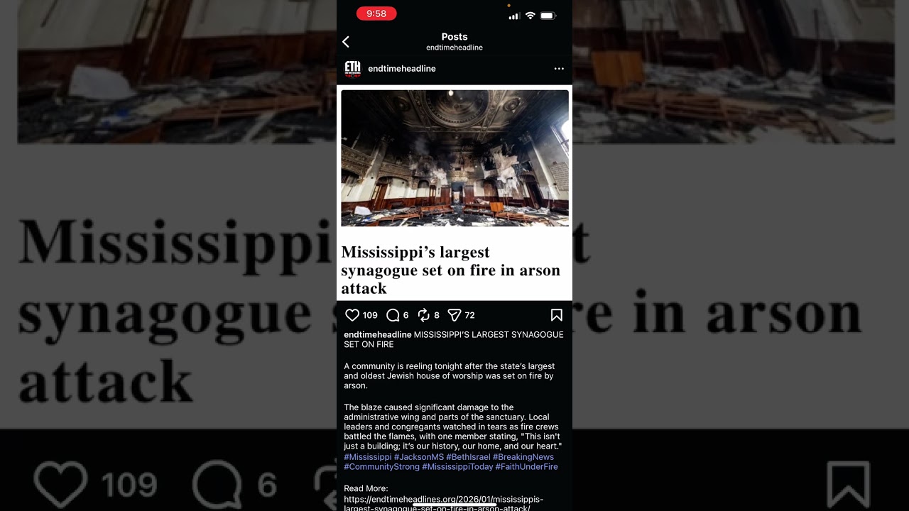 Times are evil -synagogue In Mississippi set ablaze & uhual truck hits crowd in La!!!😬🔥🔥🤔🤯short time