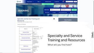 Specialty and Service Training and Resources Webpage