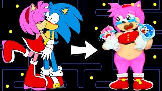 Oh no! Sonic and Amy's Family Life (happy story) | Pacman Stop Motion Game