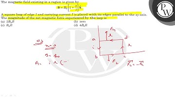 The magnetic field existing in a region is given by \[ \mathbf{B}=B...