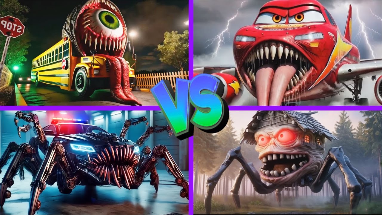 House Head🆚McQueen Infected Sky🆚Bus Eater🆚Police Car Monster - Tiles Hop EDM Rush 🎶