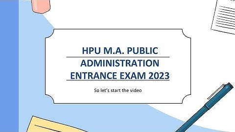 HPU MA PUBLIC ADMINISTRATION ENTRANCE EXAM 2023 || SOLVED PAPER||  PART-1 || studywithsachin694