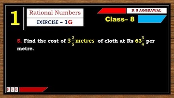 Math Class 8 | Exercise- 1G | Qus. 5 | Rational Numbers | Chapter - 1 | R S AGGARWAL  #mvo