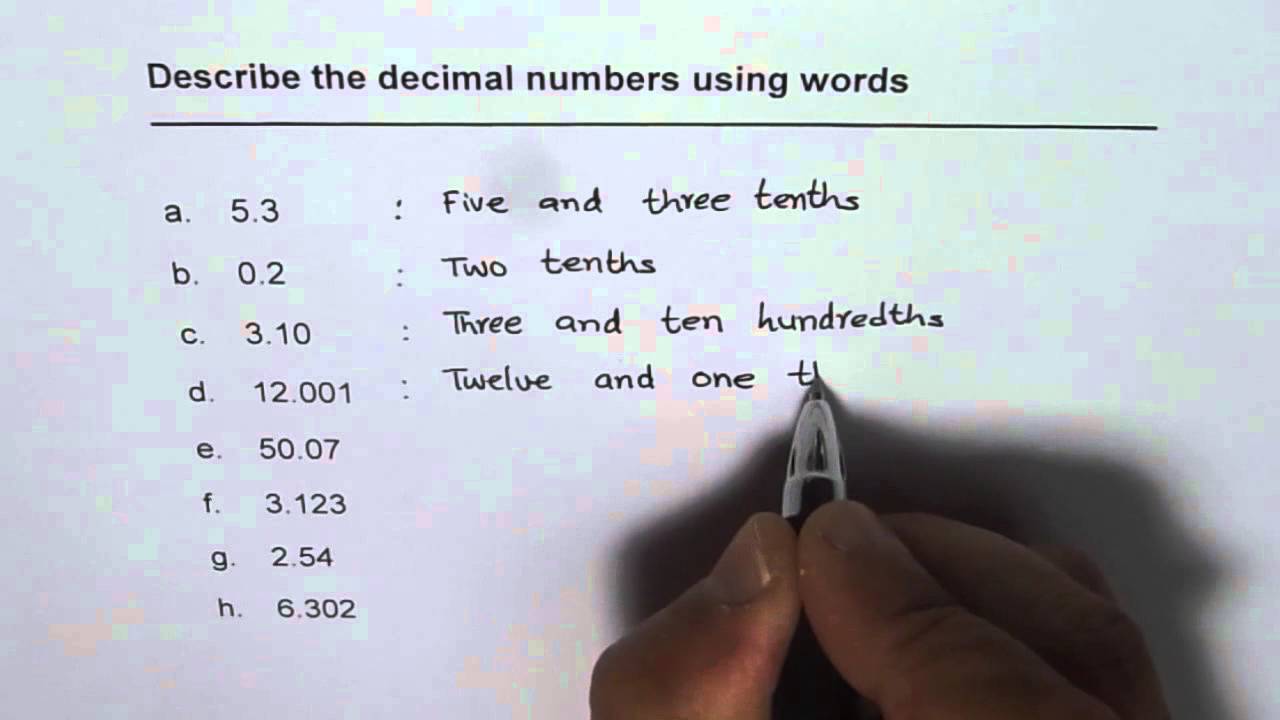 Describe Decimal Numbers Using Words in Two Ways