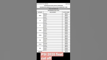 PSI 2020 final cut off #psi #combine2020 #maharashtra #mpsc #police