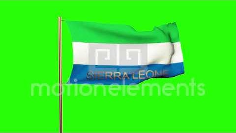 Sierra Leone Flag With Title Waving In The Wind. Looping Sun Rises Style. Animat Stock Animation