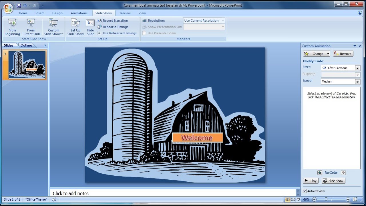 Tutorial powerpoint  2007  Cara  membuat  animasi  teks 