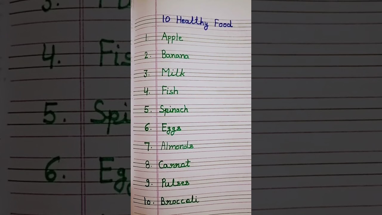 10 healthy foods name. healthy foods name in English