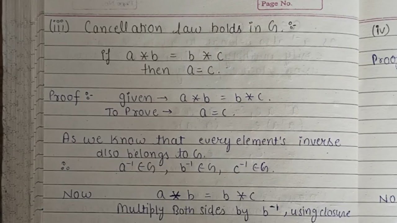 cancellation law in group theory