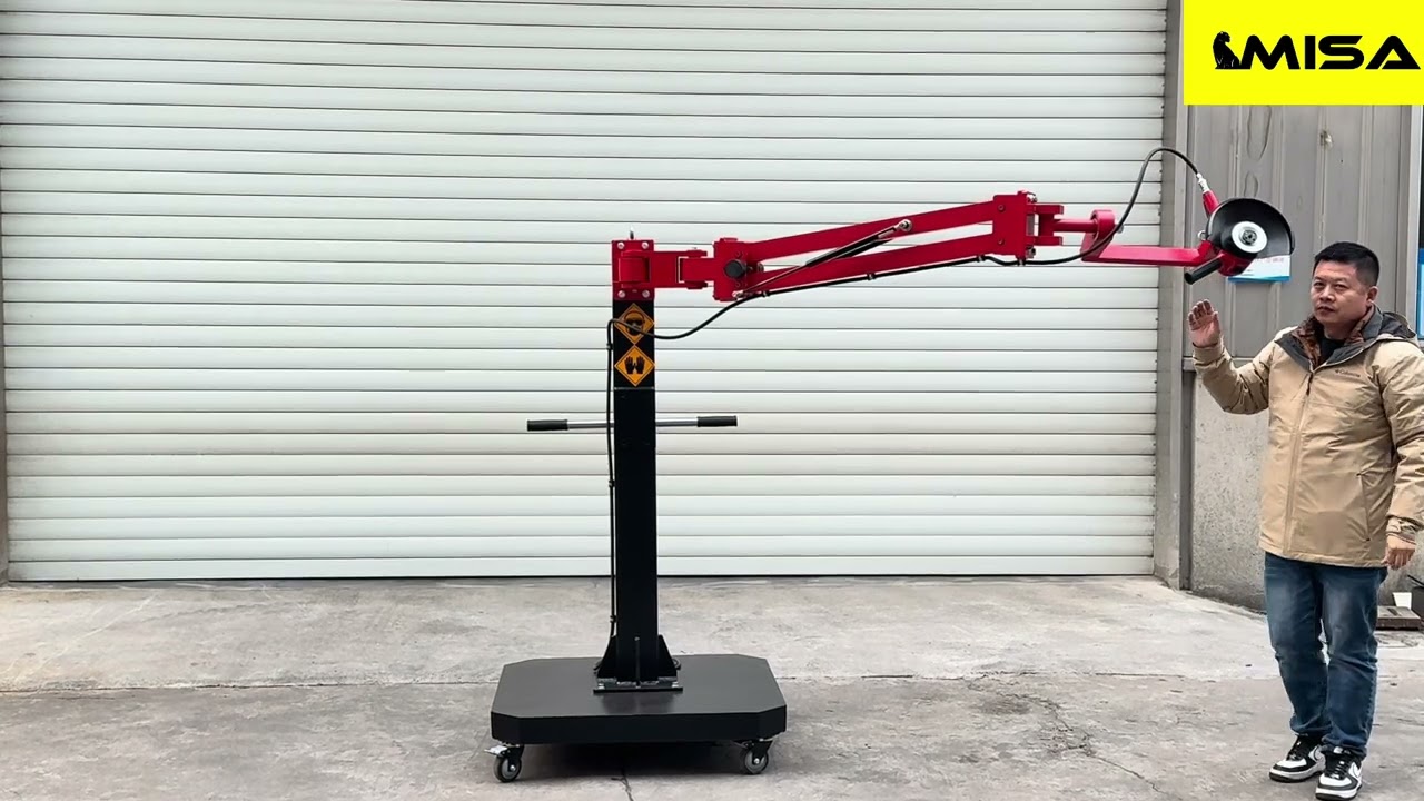 Pneumatic Angle Grinder Stand With Mobile Cart & Adjustable Arm - Grinding / Polishing Bracket