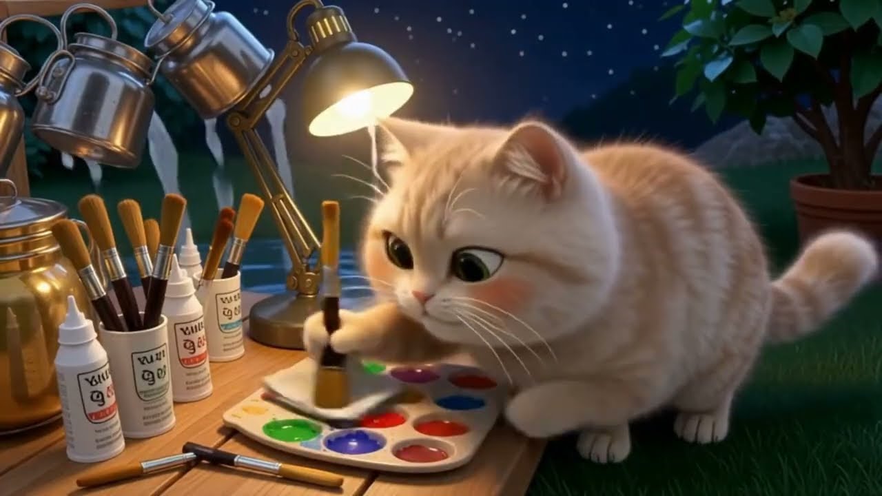 Chubby Cat's Cozy Art Hour — Mini-Masterpiece & Quiet Naps 🖼️☕️🐾