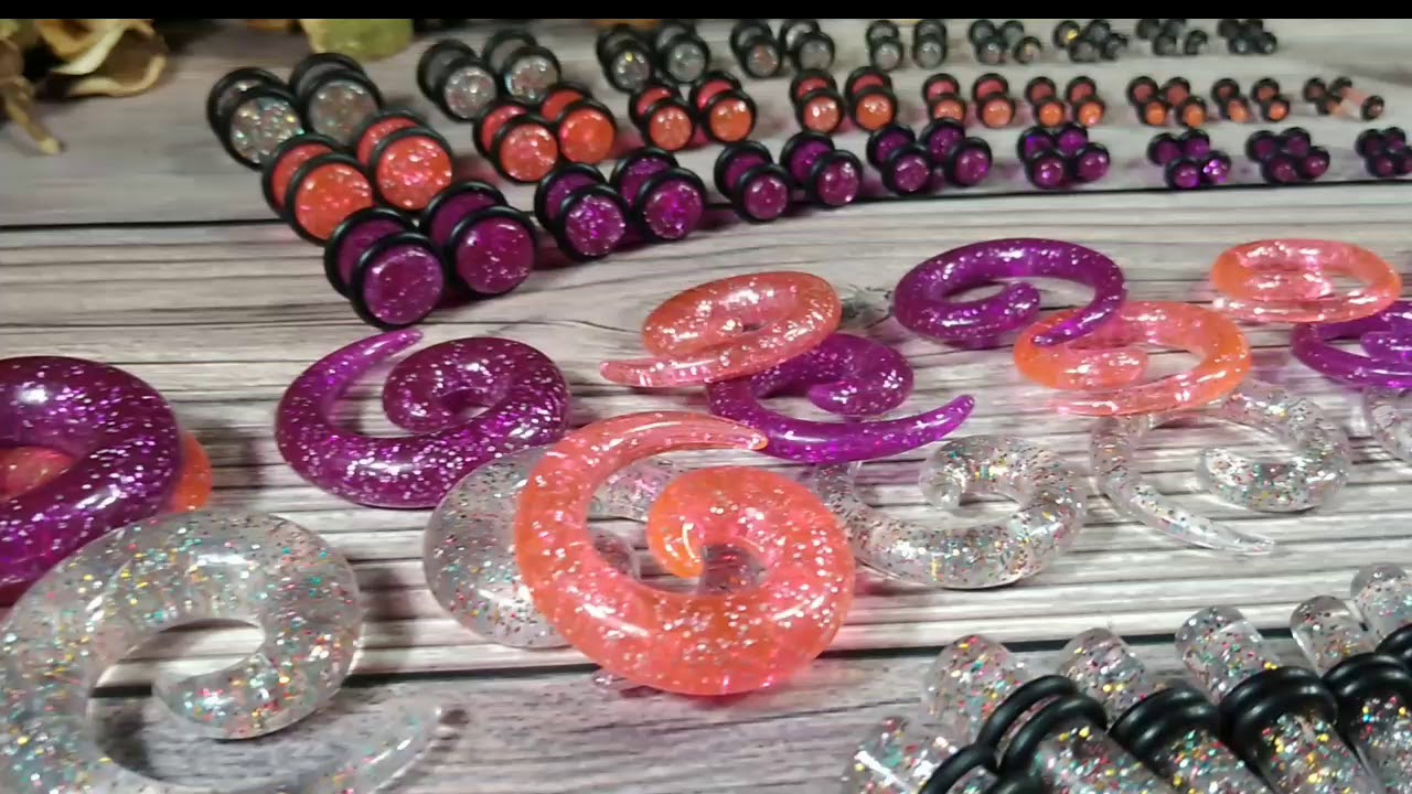 BodyJ4You 54PC Gauges Kit Ear Stretching 14G-00G Glitter Spiral Tapers Plugs Gk0302