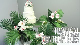 Tropical Leaf Centerpieces | Hawaiian Party Decorations | Artificial Flower Arrangement