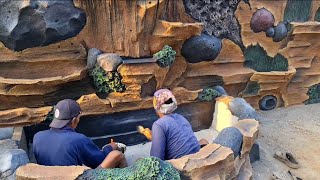 cara mengecat kolam relief tebing batu karang(how to paint a rock  cliff relief  pool)