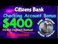 Citizens bank 400 checking account and spending bonus get paid to shop nationwide offer