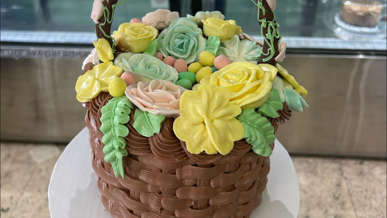 Easter Basket Cake | how to Decorate a Basket Cake | Flower Basket Cake Tutorial | Easter Egg Cake