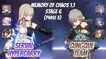 Serval Hypercarry & Qingque Team w/ SW Memory of Chaos Stage 6 (3 Stars) | Honkai Star Rail