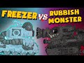 Gladiator battles : Rubbish monster versus Freezer   Cartoons about tanks