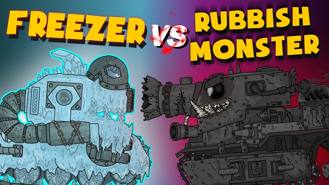 Gladiator battles : Rubbish monster versus Freezer   Cartoons about tanks
