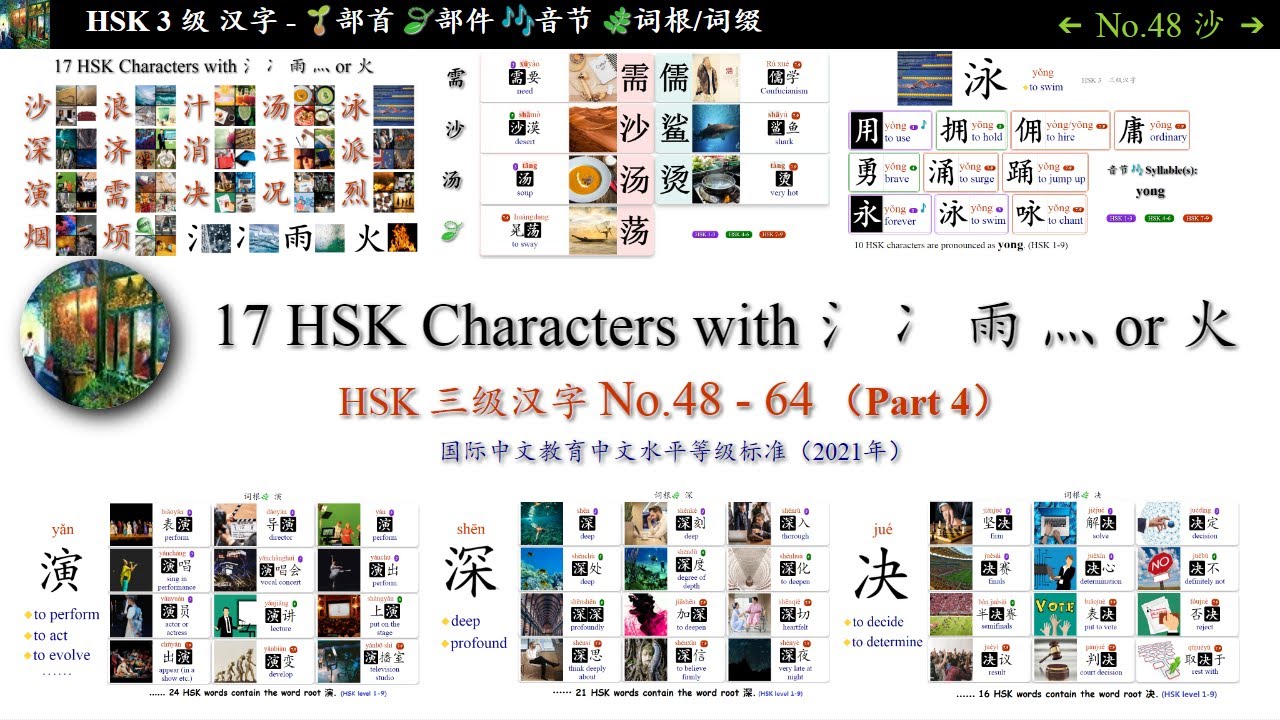 17 Hsk Characters With The Radical 氵冫雨灬and 火 Hsk 三级汉字part 4 国际中文教育中文水平等级标准 21年 Youtube 17 Hsk Characters With The Radical 氵冫雨灬and 火 Hsk 三级汉字part 4 国际中文教育中文水平等级标准 21年 Youtube